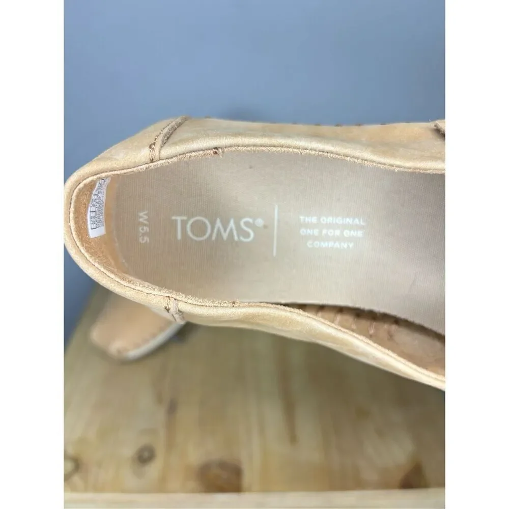 TOMS Women's Alpargata 3.0 Leather‎ Slip On Espadrille Shoes Honey Size 5.5W